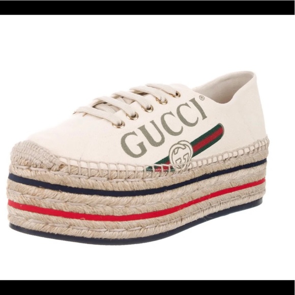 Lilibeth Gucci Printed Fabric Flatform Espadrille - Picture 6 of 13